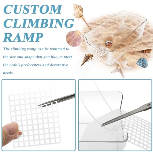 2 Pack Hermit Crab Water Tank, Hermit Crab Cage Accessories with Climbing Ramp Hermit Crab Aquarium Salt Water Pool for Small or Medium Hermit Crab Habitat Home – Transparent (Large) - size: Large