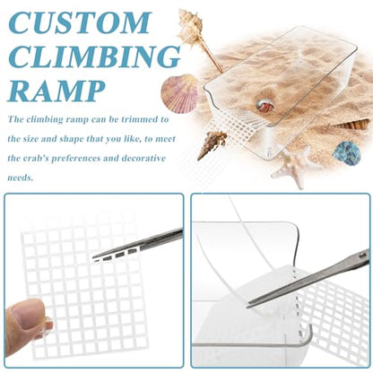 2 Pack Hermit Crab Water Tank, Hermit Crab Cage Accessories with Climbing Ramp Hermit Crab Aquarium Salt Water Pool for Small or Medium Hermit Crab Habitat Home – Transparent (Large) - size: Large