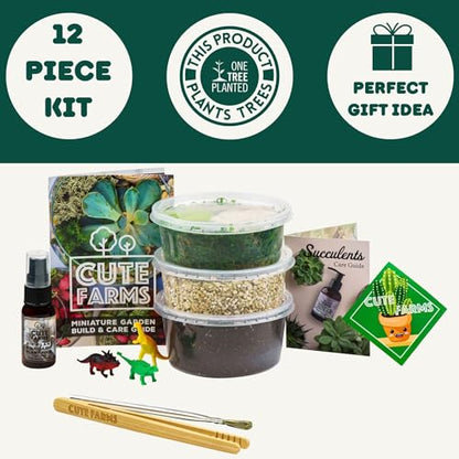 Terrarium Starter Kit | Moss, Vermiculite, Soil, Pebbles, Plant Food, Finishing Tools, Build and Care Guide | DIY Succulent Terrarium (Small) - size: Small Kit