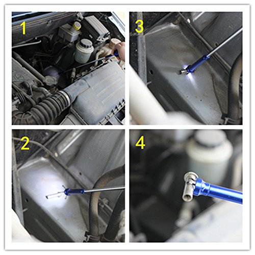 Telescoping inspection mirror with LED lights，Flexible Claw Grabber Tool Magnetic 4 Claw Picker. Combination tool set. Easy to extendable observe and grab the items in the gap picker upper grabber - style: Suit
