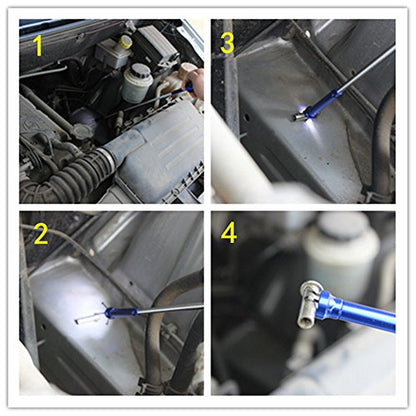 Telescoping inspection mirror with LED lights，Flexible Claw Grabber Tool Magnetic 4 Claw Picker. Combination tool set. Easy to extendable observe and grab the items in the gap picker upper grabber - style: Suit