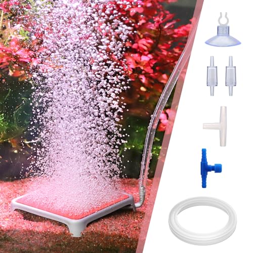 hygger Aquarium Air Stone, 2.44 Inch Nano Air Stone Make Super Tiny Bubble, Ultra Quiet Dissolved Oxygen Diffuser Small Airstone with Stainless Steel Base for Aquarium, Fish Tank & Hydroponic, Square - size: 2.44 Inch