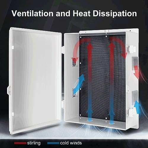 Namunanee Outdoor Electrical Junction Box, ABS Water Resistant Enclosure with Internal Mounting Panel & Hinged Cover (18.1" H* 12.6" L* 4.3" W) - size: 18.1"H x 12.6"L x 4.3"W & Standard