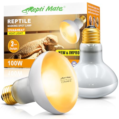 2Pack Reptile Heat Lamp, 100W Reptile Heat Emitter Infrared Basking Spot Light, UVA Daylight Heat Lamp Bulbs for Chickens Coop Reptiles Pets Brooder Use