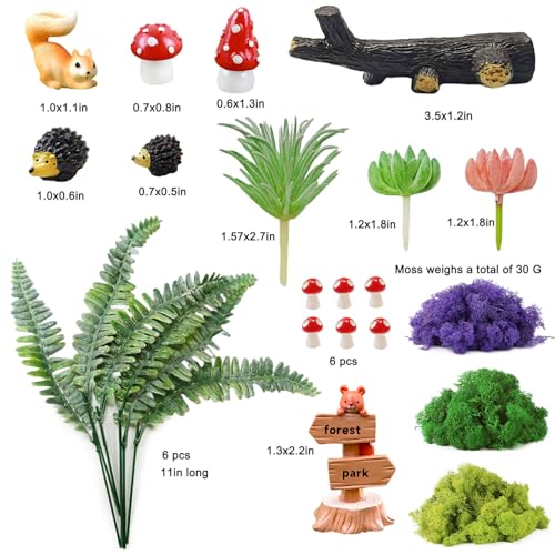 37 Pcs Fairy Wild Garden Supplies, Miniature Mushrooms Statues with Fake Moss for Fairy Outdoor Garden Micro Landscape Terrarium Plant Pots Bonsai Decor