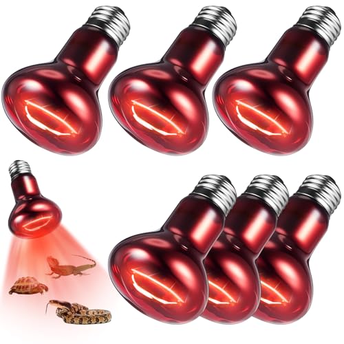 6 Pack 75 W Reptile Heat Bulbs Red Heat Lamp Bulb Infrared Lamp Red Basking Light Bulbs for Reptiles, Bearded Dragon, Lizard, Tortoise, Chickens, Leopard Gecko, Amphibian, Pets - color: Infrared