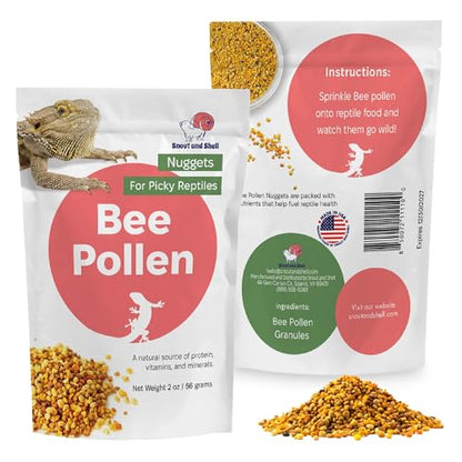 Bee Pollen Nuggets for Reptiles – Natural Supplement for Bearded Dragons, Skinks, and More – Reptile Bee Pollen Powder, Appetite Booster – 2 oz Resealable Pack