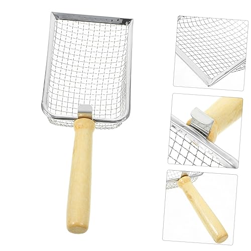 Mikikit Cat Litter Scoop with Wood Handle Ergonomic Design for Easy Pet Waste Cleaning for Reptile Terrariums and Animals Durable and Wear Litter