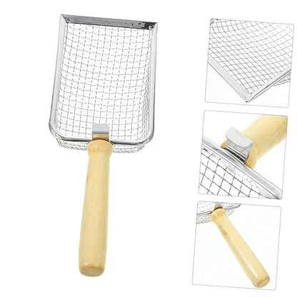 Mikikit Cat Litter Scoop with Wood Handle Ergonomic Design for Easy Pet Waste Cleaning for Reptile Terrariums and Animals Durable and Wear Litter