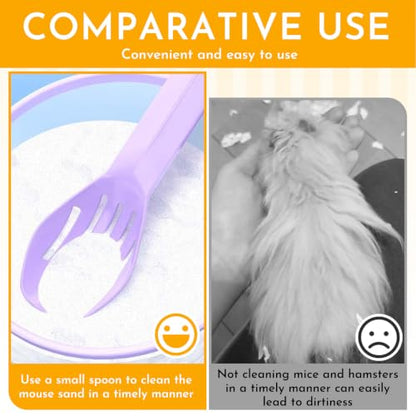 9Pcs Bathing Sand Scooper for Hamsters, Small Pet Grooming | Hamster Bedding Scooper,Pet Cleaning Tool,Small Pet Grooming - color: 3Purple+3Yellow+3Green, size: Small
