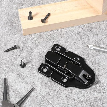 2 Pack Small Toggle Latches for Wooden Boxes Guitar Case Latch Replacement Chest Latches Hardware for Metal Tool Box Duckbilled for Road Case Door Latch Hardware, Black