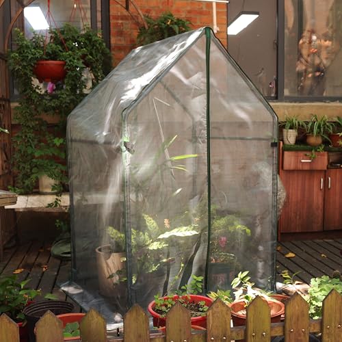 Gardzen Mini Greenhouse with Zipped Mesh Cover 36.2"(L) x36.2(W) x59.5(H) | Steel Frame Portable Outdoor Greenhouse, Enhanced Ventilation, Ideal for Spring, Summer & Fall - size: 36”(L) x36”(W) x59”(H)