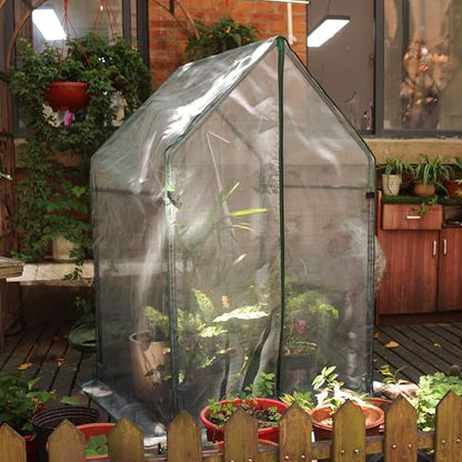 Gardzen Mini Greenhouse with Zipped Mesh Cover 36.2"(L) x36.2(W) x59.5(H) | Steel Frame Portable Outdoor Greenhouse, Enhanced Ventilation, Ideal for Spring, Summer & Fall - size: 36”(L) x36”(W) x59”(H)