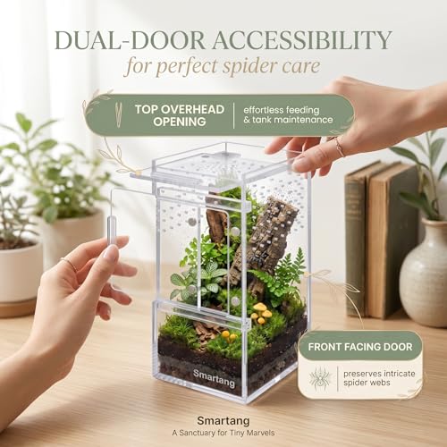 【Pre-Assembled】 Jumping Spider Enclosure(3"×3"×6") Front Above Opening Praying Mantis Habitat, Jumping Spider Habitat, Arboreal Tarantula Enclosure, Insect Terrarium,Acrylic Terrarium - size: 3.0"L x 3.0"W x 6.0"H