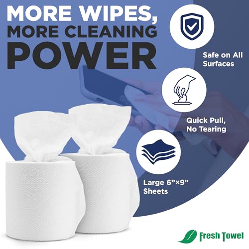 Fresh Towel Mix-N-Wipe Dry Wipes Refill 2-Pack, 220 Sheets, 6x9 in | Center-pull rolls fit bucket dispensers and accept liquid solution for custom multi-surface use in homes, cars or gyms. - style: 2-Pack of Refill Wipes (220 Sheet Rolls)