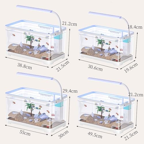 Aquarium Starter Kits, Desktop Small Acrylic Fish Tank,Silent & Self Cleaning Aquarium Tank, Modern Compact Transparent Tank for Betta Shrimp Goldfis-h(Small) - color: Small