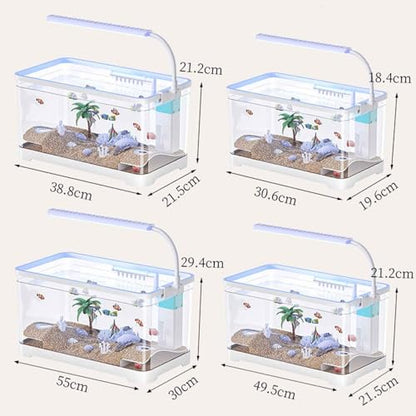 Aquarium Starter Kits, Desktop Small Acrylic Fish Tank,Silent & Self Cleaning Aquarium Tank, Modern Compact Transparent Tank for Betta Shrimp Goldfis-h(Small) - color: Small
