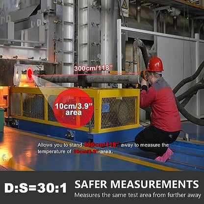 HOLDPEAK Pyrometer D:S=30:1, High Temp Infrared Thermometer -58℉~2732℉, Non-Contact Industrial Laser Thermometer Gun, Digital IR Temperature Gauge 2732 (NOT for Human) - color: 1PC-2732-ORANGE(-50~1500℃)