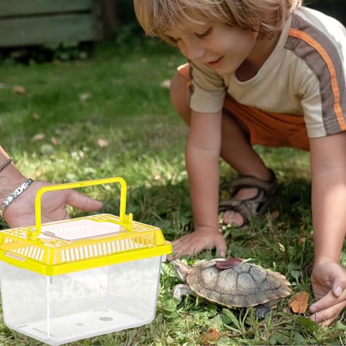 12Pcs Plastic Reptile Terrariums Carrier Cage Snake Breeding Box Hatching Container Clear Fish Tank with Ventilated Lid for Spider, Tarantula, Hermit Crab, Lizard, Turtle (5.1" x 3.5" x 3.5")