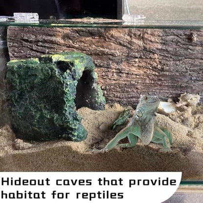 BNOSDM Reptile Hideout,Tortoise Hide Cave,Resin Rock,Bearded Dragon Hideaway,Turtle Basking Platform,Reptiles Habitat Decor Tank Accessories for Lizards Gecko Snakes Chameleon Frogs