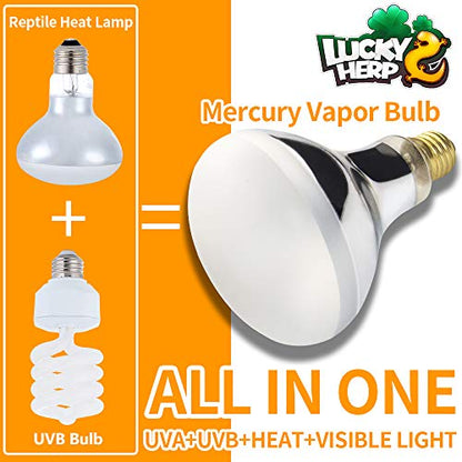 LUCKY HERP 160 Watt UVA+UVB Vapor Heat Lamp Bulb, High Intensity Self-Ballasted Heat Basking Lamp/Bulb/Light for Reptile and Amphibian, Sun Lamp for Bearded Dragon Lizard Turtle - size: 160