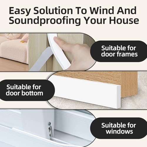 1/2 Inch Wide 1/17 Inch Thick White Window Sealing Tape,Weather Stripping Door Seal,Foam Insulation Tape,Single-Sided Self-Adhesive Foam Strips,33 Feet Long - color: White, size: 1/2 IN x 1/17 IN x 33FT