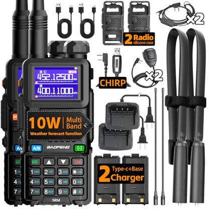 Baofeng Radio UV-5RM Ham Radio Handheld UV5R Long Range Walkie Talkies | NOAA Weather | Rechargeable |Programming Cable & Earpiece | 999 Channels for Emergency,Survival,Hunting, Camping(2 Pack) - color: Black