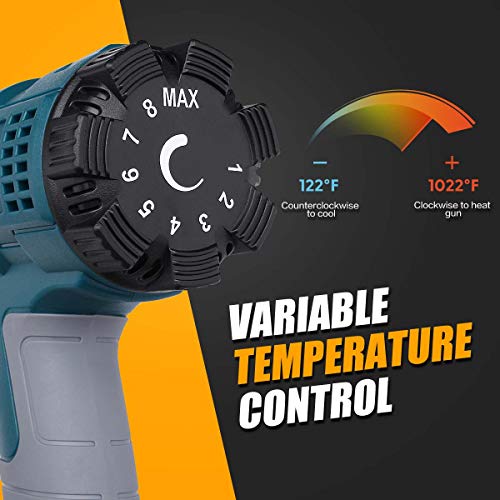 Heat Gun Kit 1500W Variable Temperature with Digital Display,5 Nozzles,Hot Air Gun 122℉-1112℉,Fast Heating for DIY Shrink PVC Tubing/Wrapping/Crafts,Stripping Paint(1500W LCD Digital Display) - color: 1500w Lcd Digital Display