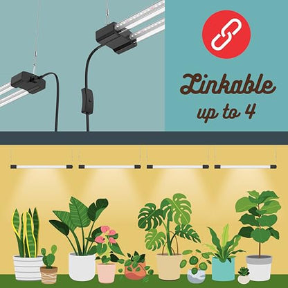 4FT LED Succulent Terrarium Plant Grow Light Linkable Full Spectrum Daylight with Enhanced 660nm Red and 450nm Blue LightTech Indoor Lighting Fixture (4 FT) - size: 4 FT
