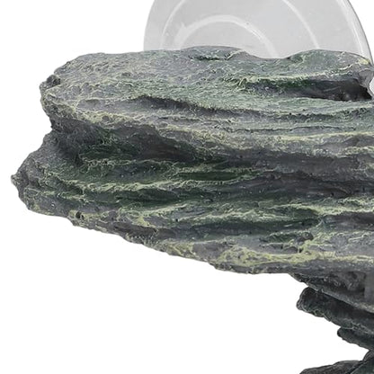Tortoise Climbing Platform, Tortoise Resin Dock Resting Rock Reptile Habitat Ornament Floating Ledge Aquarium Decoration with Suction Cup for Lizard