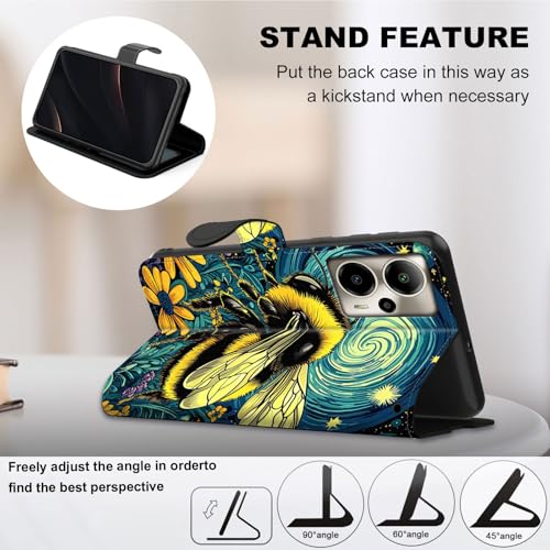 for Cricket Outlast 5G 2024 Wallet case with RFID Blocking Credit Card Holder Kickstand, Folio Flip PU Leather Shockproof Protective Cover for AT&T Motivate Pro 5G, Enchanting Bee - color: Enchanting Bee