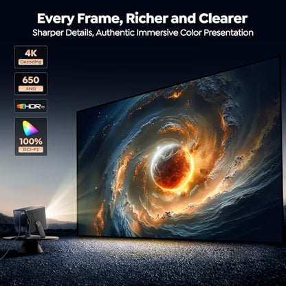 Smart Projector 4K [VIDAA Live TV & 36W Dolby & Voice Control] with WiFi6 and Bluetooth, Short Throw Projector Compatible with Netflix, AI Auto Focus, HDR10, Home Theater Proyector for Outdoor Movies