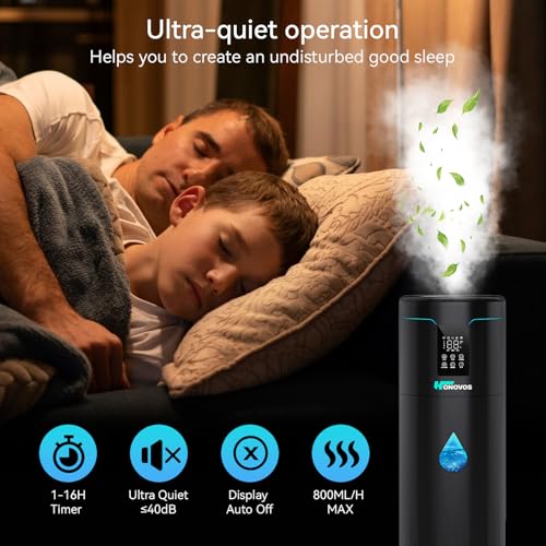 Humidifiers for Large Room Home Bedroom 2000 sq.ft. 17L/4.5Gal Large Humidifier with Extension Tube & 4 Speed Mist,Top Fill Wholehouse Humidifier with 360°Nozzle for Plant Commercial Greenhouse(Black) - color: Black