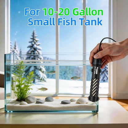FREESEA Aquarium Heater for Fish Tank: Stable Temperature Maintains 78°F | 100W Worry-Free Heating via Dry Run Protection for 10-20 gal Betta Turtle & Saltwater Tank - size: 100W(10-20 Gallon)