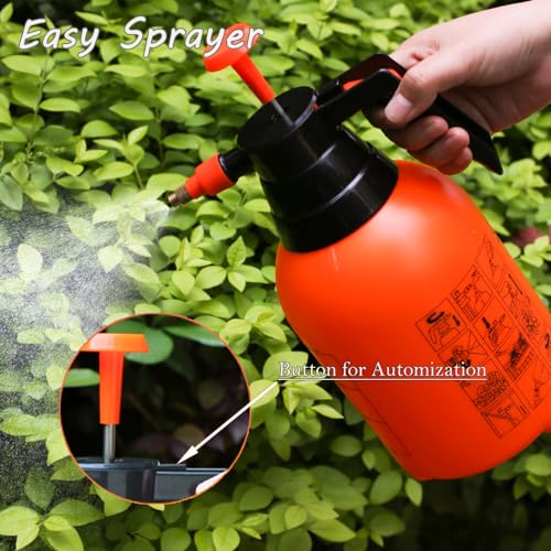 3 Pack 2L Handheld Garden Pressure Sprayer with Adjustable Brass Nozzle | 12 Inch Plant Mister Sprayer for Indoor Houseplants, Lawn Watering, Household Cleaning, Patio & Garden Maintenance - color: 2L-Organge-3PCS