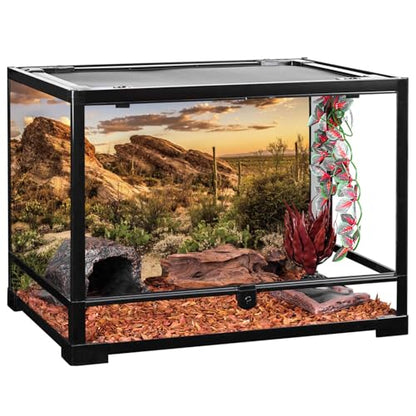 AWERT Reptile Habitat Background Blue Sky Oasis Cactus Sun and Desert Terrarium Background 48x20 inches Durable Polyester Background - size: 48x20 inches