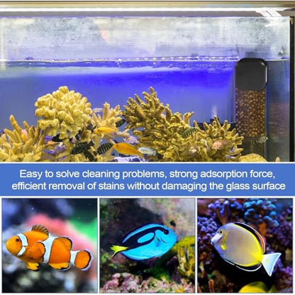 Fish Tank Magnetic Glass Aquarium Cleaner Small Glass Brush Scrubber Pads | Fish Tank Magnetic Glass Cleaner Small Aquarium Glass Scrubber Brush Pads Strong Magnetic Algae Cleaner Aquarium Fish Tank - color: A