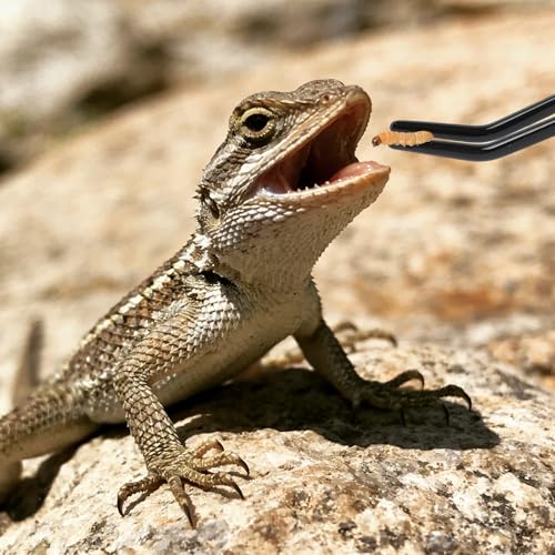 4pcs Reptile Feeding Tongs, Stainless Steel Straight Curved Aquarium Feeder Tweezers Tools with Rubber Tips for Bearded Dragons Snake Lizards Gecko