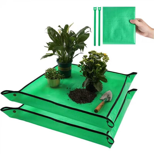 2 Pcs 26.8" x 26.8" Potting Mat for Indoor Plants Transplanting Control Mess Square Repotting Mat Gardening Gifts - color: 2 Pcs Green, size: Small 26.8" X 26.8"