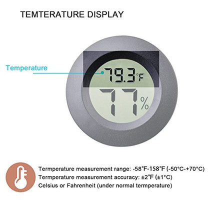 2-Pack Mini Hygrometer Thermometer Meter Digital LCD Indoor Room Monitor | 3D Printers Round Humidity Temperature Gauge for Guitar Case Greenhouse Reptile Incubator (Fahrenheit or Celsius Display)