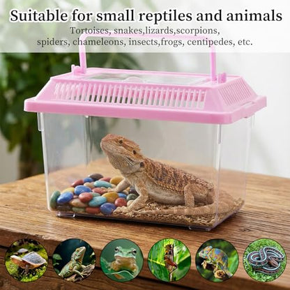 12 Pcs 7"×4.3"x4.3" Plastic Reptile Terrariums Carrier Cage Snake Breeding Box Hatching Container Clear Fish Tank with Ventilated Lid for Spider, Tarantula, Hermit Crab, Lizard, Turtle