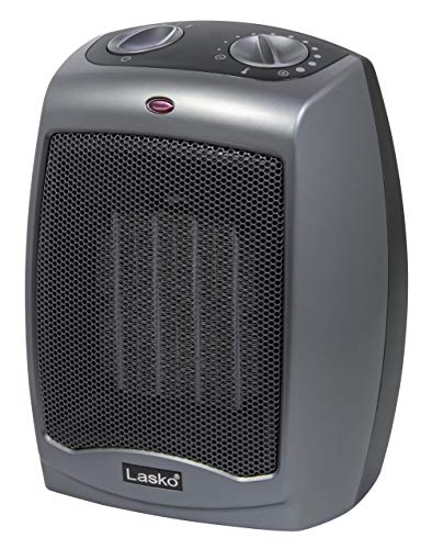 Lasko Portable Indoor Ceramic Space Heater - 9” - 754201 - Dark Gray | Electric, Tip-Over Safety Switch, Overheat Protection, Thermostat, 2 Heat Settings, 2 Speeds, Safe for Home, 1500W - size: 9.2 Inches - With Tip-Over Switch