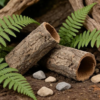 Veemoon Natural Tree Trunk Reptile Hide, Hollow Wood Log Lizard Hide Cave Reptile & Amphibian Habitat Hideouts Aquarium Climbing Platform Fish Tank Shelter Landscape for Pet Tank Supply, 8×4" - size: 20.00X7.00X7.00CM