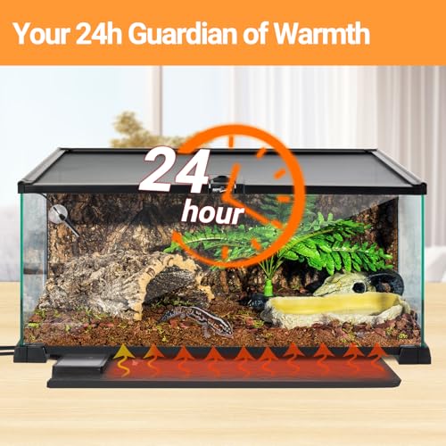 REPTI ZOO Reptile Heat Pad 8 in × 12 in, 23W Reptile Heat mat with Adjustable Thermostat for Turtles, Hermit Crabs, Bearded Dragons, Leopard Geckos, Snakes, Lizards - size: 8"x 12"