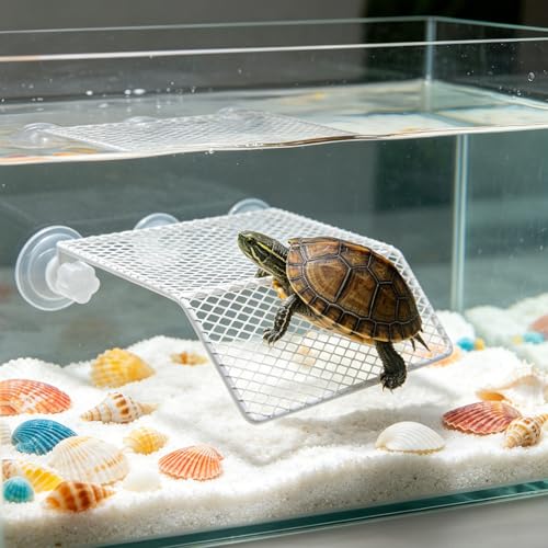 Heavy Duty Metal Basking Platform for Turtles with Suction Cups, Easy Cleaning and Weather Resistant Reptile Tank Accessory for Outdoor and Turtle Tank Use, Size 23.5x20.3x6.5cm
