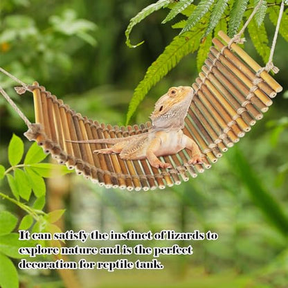 Reptile Climbing Bridge, Bamboo Lizard Ladder Bridge Bearded Dragon Hammock Lizard Lounger Hanging Terrarium Vines Decor Reptiles Habitat Tank Accessories for Gecko Chameleon(4PCS) - style: L【15.6 x 6.1 In】