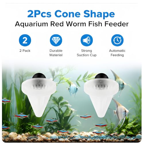 2Pcs White Cone Fish Feeder Cups with Suction for Aquarium Tanks | white cone fish feeder aquarium suction cup red worm feeder cup tank feeding dish 2pcs fish supplies