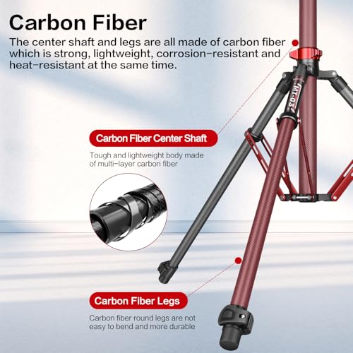FreeSea MT-03C Carbon Fiber Tripod, Adjustable Heavy Duty Light Stand | 106" Tall Tripod with Flip-Lock & Gas Spring, Professional Studio Light Stand, Supports Boom Arm, Large Softbox, Flash