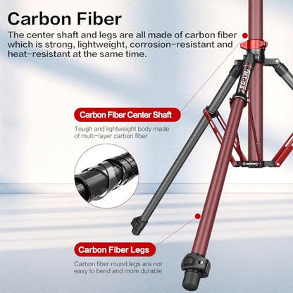 FreeSea MT-03C Carbon Fiber Tripod, Adjustable Heavy Duty Light Stand | 106" Tall Tripod with Flip-Lock & Gas Spring, Professional Studio Light Stand, Supports Boom Arm, Large Softbox, Flash