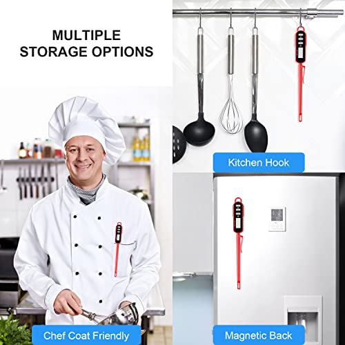 LONICERA Digital Cooking Thermometer for Bread, 5-Inch Probe, Red | 2–3 second instant read, IPX6 waterproof, backlit display, ±2°F accuracy, for bread, dough, liquids, water and meat